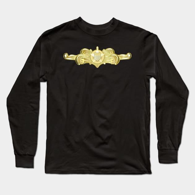 USCG - Cutterman Badge - Officer - Gold wo Txt Long Sleeve T-Shirt by twix123844